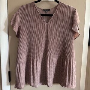 Adrianna Papell Pink Gingham Blouse